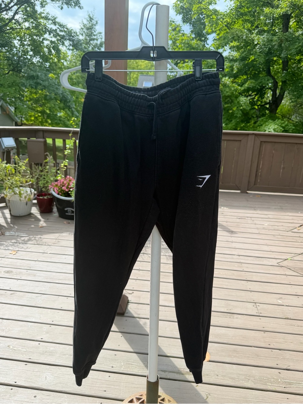 Gymshark Black Men's Slim Fit Joggers with White Logo small